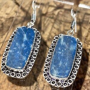 Polished Dark Blue Aventurine “Mental Healer” Earrings 2